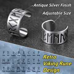 Brincos de orelha tipo punho com runa viking de prata esterlina e runas nórdicas vikings para homens em