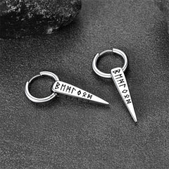Norse Viking Runes Dangle Hoop Earrings For Men