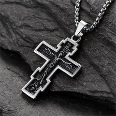 Christliche russisch-orthodoxe Kreuzanhänger-Halskette für Herren