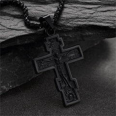 Christliche russisch-orthodoxe Kreuzanhänger-Halskette für Herren