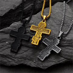 Christliche russisch-orthodoxe Kreuzanhänger-Halskette für Herren