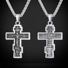 Christliche russisch-orthodoxe Kreuzanhänger-Halskette für Herren