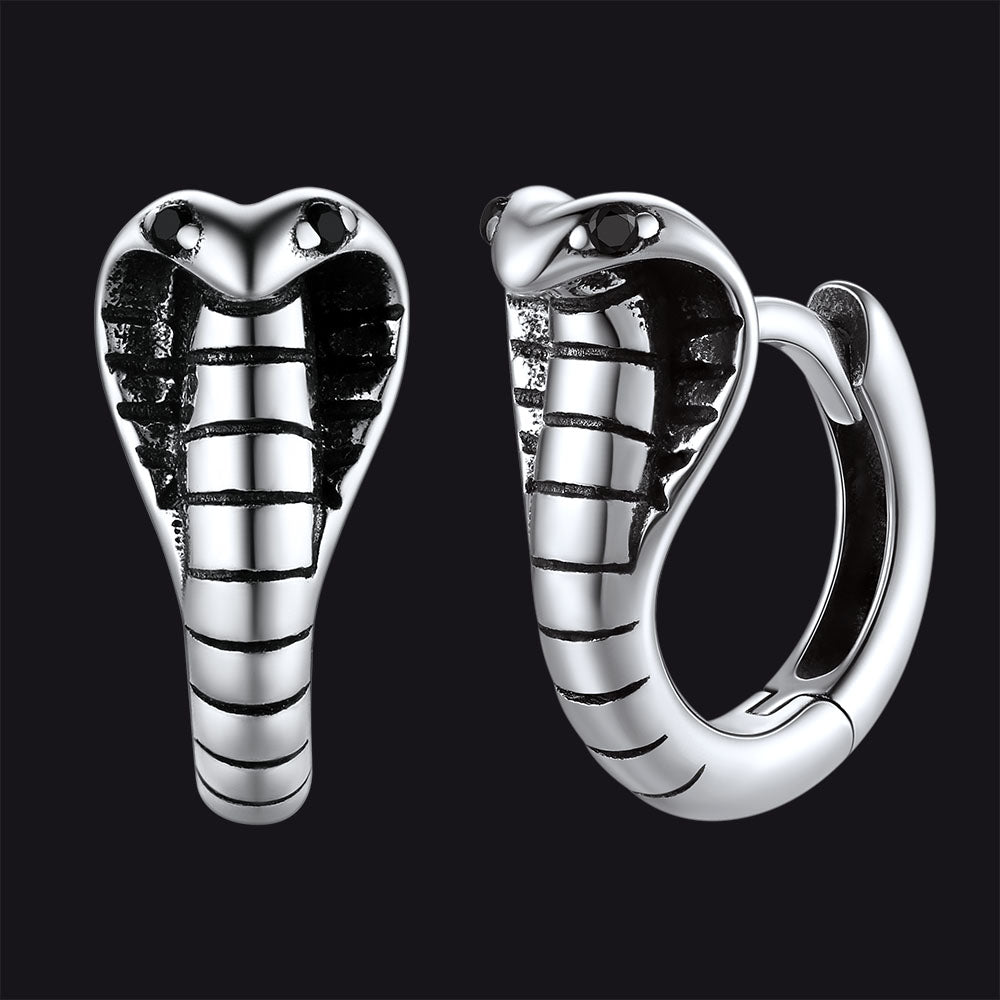 Huggie-Creolen aus Sterlingsilber mit Kobra-Schlange für Herren