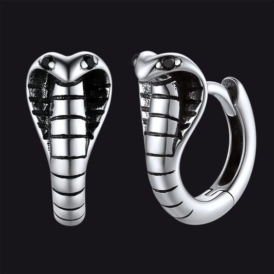 Huggie-Creolen aus Sterlingsilber mit Kobra-Schlange für Herren