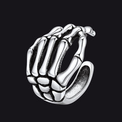 Sterling Silber Totenkopf Skelett Hand Ohr Manschette Nom-piercing Ohrringe
