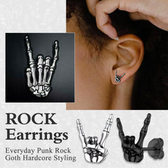 Brincos de esqueleto Rock Hand para homens