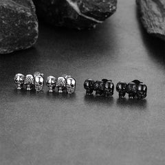 See No Evil, Hear No Evil, Speak No Evil Skulls Stud Earrings