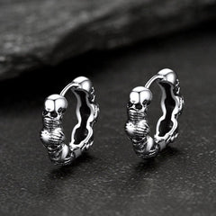 Sterling Silber Totenkopf Creolen Huugie für Herren