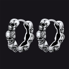 Sterling Silber Totenkopf Creolen Huugie für Herren