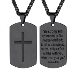 Colar masculino Christian Joshua com 19 pingentes de cruz e placa de identificação