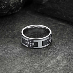 Kreuzringe 5A Zirkonia Edelstahl Bandring
