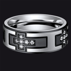 Kreuzringe 5A Zirkonia Edelstahl Bandring
