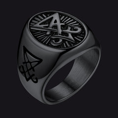 Satan Leviathan Cross Lucifer Signet Ring Men