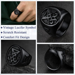 Satan Leviathan Cross Lucifer Signet Ring Men