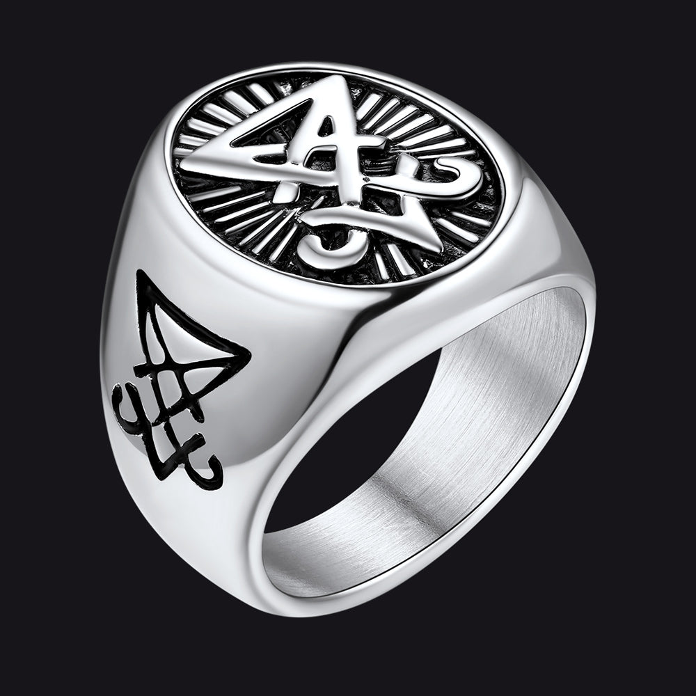 Satan Leviathan Cross Lucifer Signet Ring Men