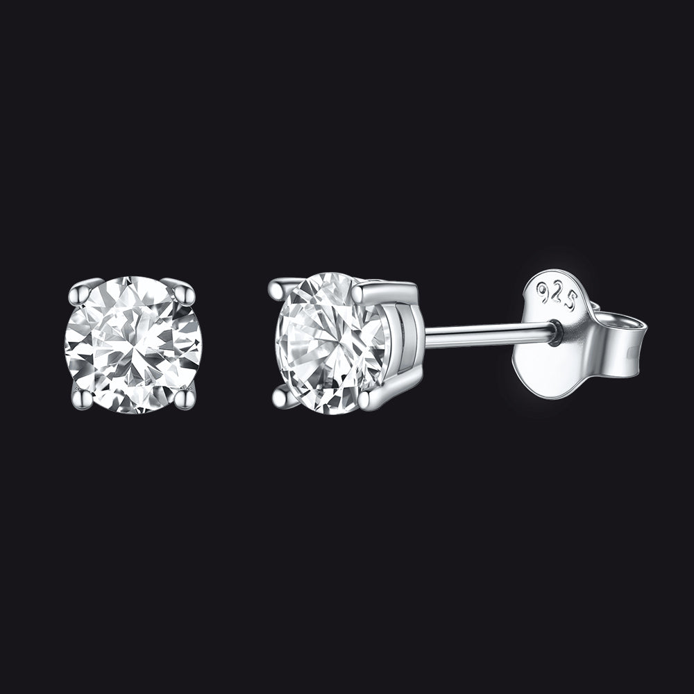 Brincos de prata esterlina com zircônia cúbica e diamante para homens e mulheres