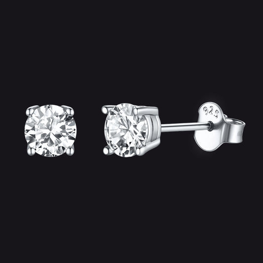 Brincos de prata esterlina com zircônia cúbica e diamante para homens e mulheres
