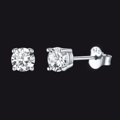 Brincos de prata esterlina com zircônia cúbica e diamante para homens e mulheres