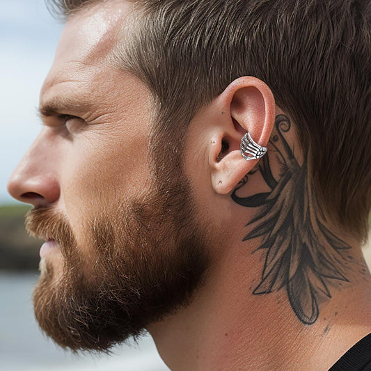 Sterling Silber Totenkopf Skelett Hand Ohr Manschette Nom-piercing Ohrringe