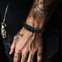 Gothic 3 Totenkopf geflochtenes Lederarmband Geschenk Vater Sohn Enkel