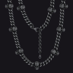 Gothic Totenkopf Cuban Link Kette Choker Halskette für Männer Frauen 9MM Breite