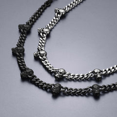 Gothic Totenkopf Cuban Link Kette Choker Halskette für Männer Frauen 9MM Breite