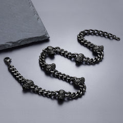 Gothic Totenkopf Cuban Link Kette Choker Halskette für Männer Frauen 9MM Breite