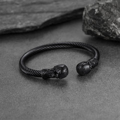 Verstellbarer Armreif mit Wikinger-Totenkopf