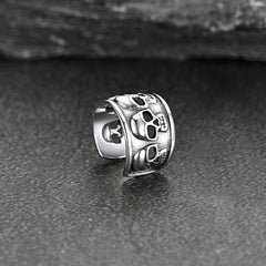 Brincos de caveira em prata esterlina sem piercing para homens