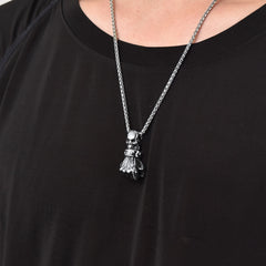 Punk Skull Fist Pendant Necklace Men