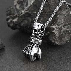 Punk Skull Fist Pendant Necklace Men