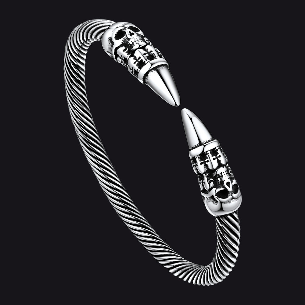 Gothic Punk Totenkopf Offener Armreif