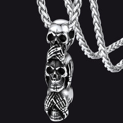 See No Evil Hear No Evil Speak No Evil Totenkopf Halskette Herren