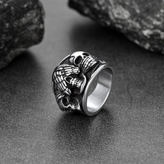 Anel de caveira estilo motociclista gótico punk masculino