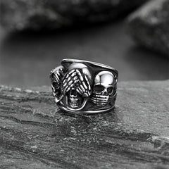 Anel de caveira estilo motociclista gótico punk masculino
