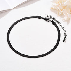 Flat Chain Link Choker Necklace For Men Women, 3mm/5mm Width