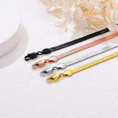 Flat Chain Link Choker Necklace For Men Women, 3mm/5mm Width