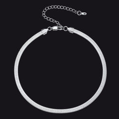 Flat Chain Link Choker Necklace For Men Women, 3mm/5mm Width
