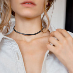Flat Chain Link Choker Necklace For Men Women, 3mm/5mm Width