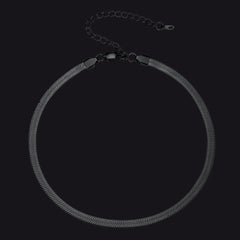 Flat Chain Link Choker Necklace For Men Women, 3mm/5mm Width