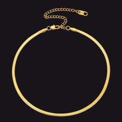 Flat Chain Link Choker Necklace For Men Women, 3mm/5mm Width