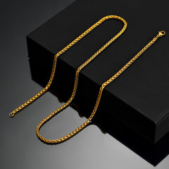 Colar fino de corrente de trigo Spiga feminino 3 mm de largura
