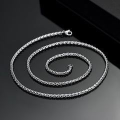 Colar fino de corrente de trigo Spiga feminino 3 mm de largura