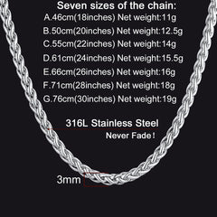 Colar fino de corrente de trigo Spiga feminino 3 mm de largura