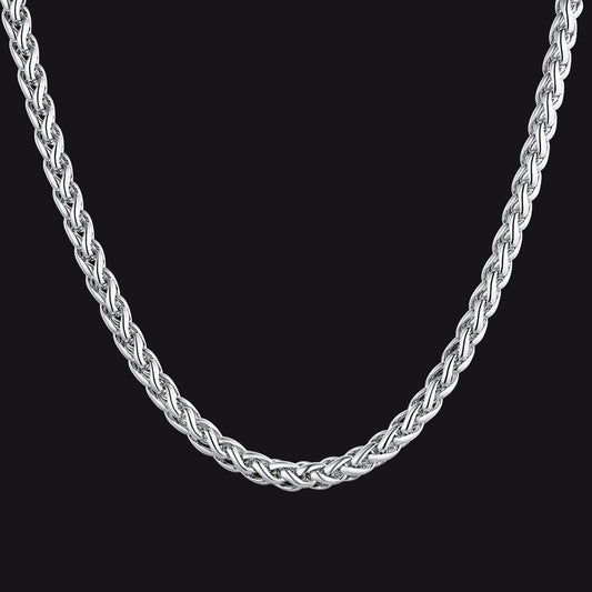 Thin Spiga Wheat Chain Necklace for Men Women 3MM Width