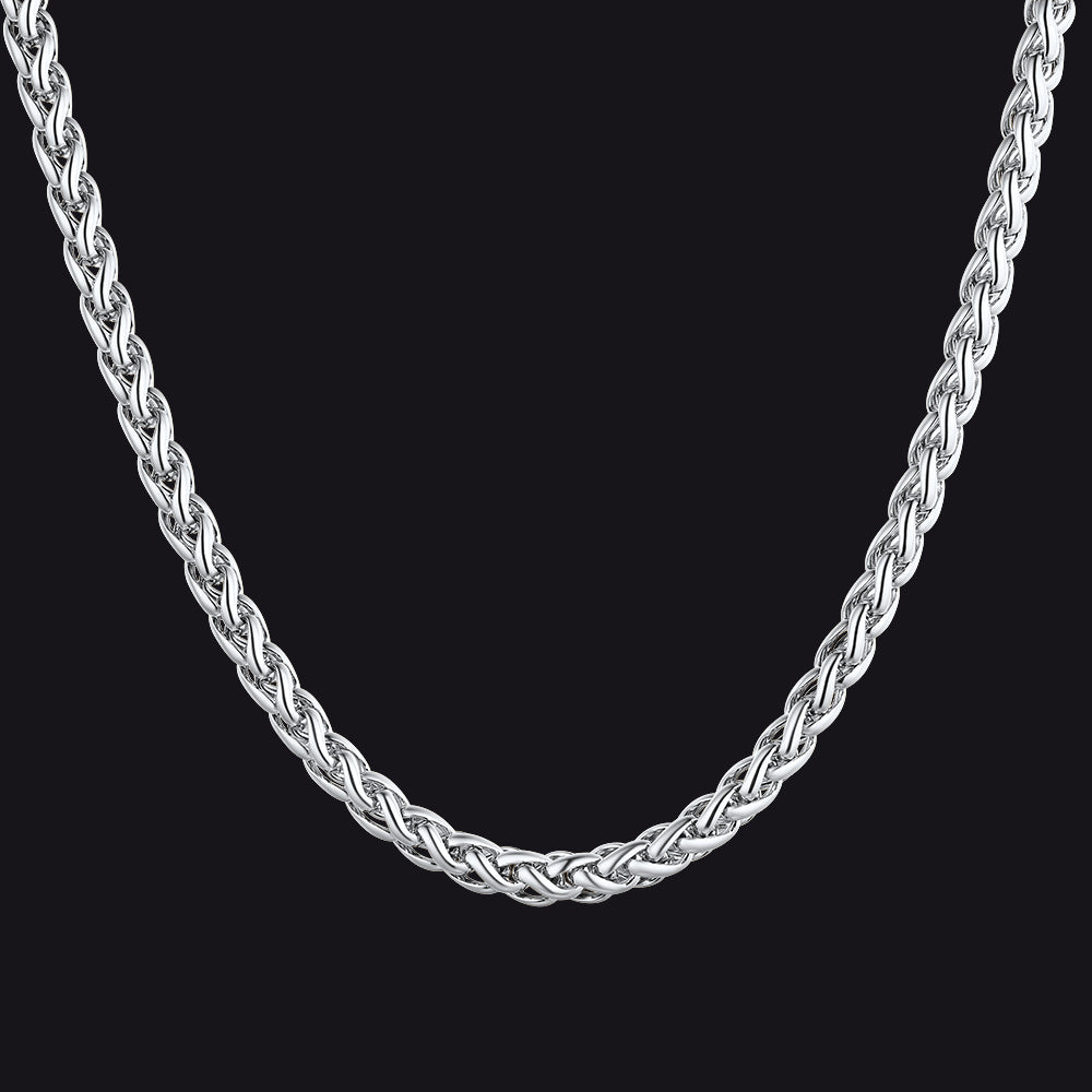 Colar fino de corrente de trigo Spiga feminino 3 mm de largura