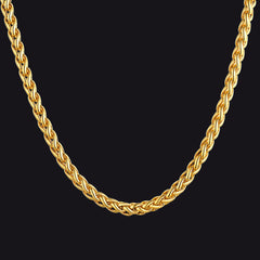 Colar fino de corrente de trigo Spiga feminino 3 mm de largura
