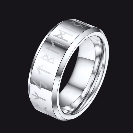 Anel Viking com Runas Nórdicas para Homens e Mulheres 8mm