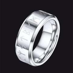 Anel Viking com Runas Nórdicas para Homens e Mulheres 8mm