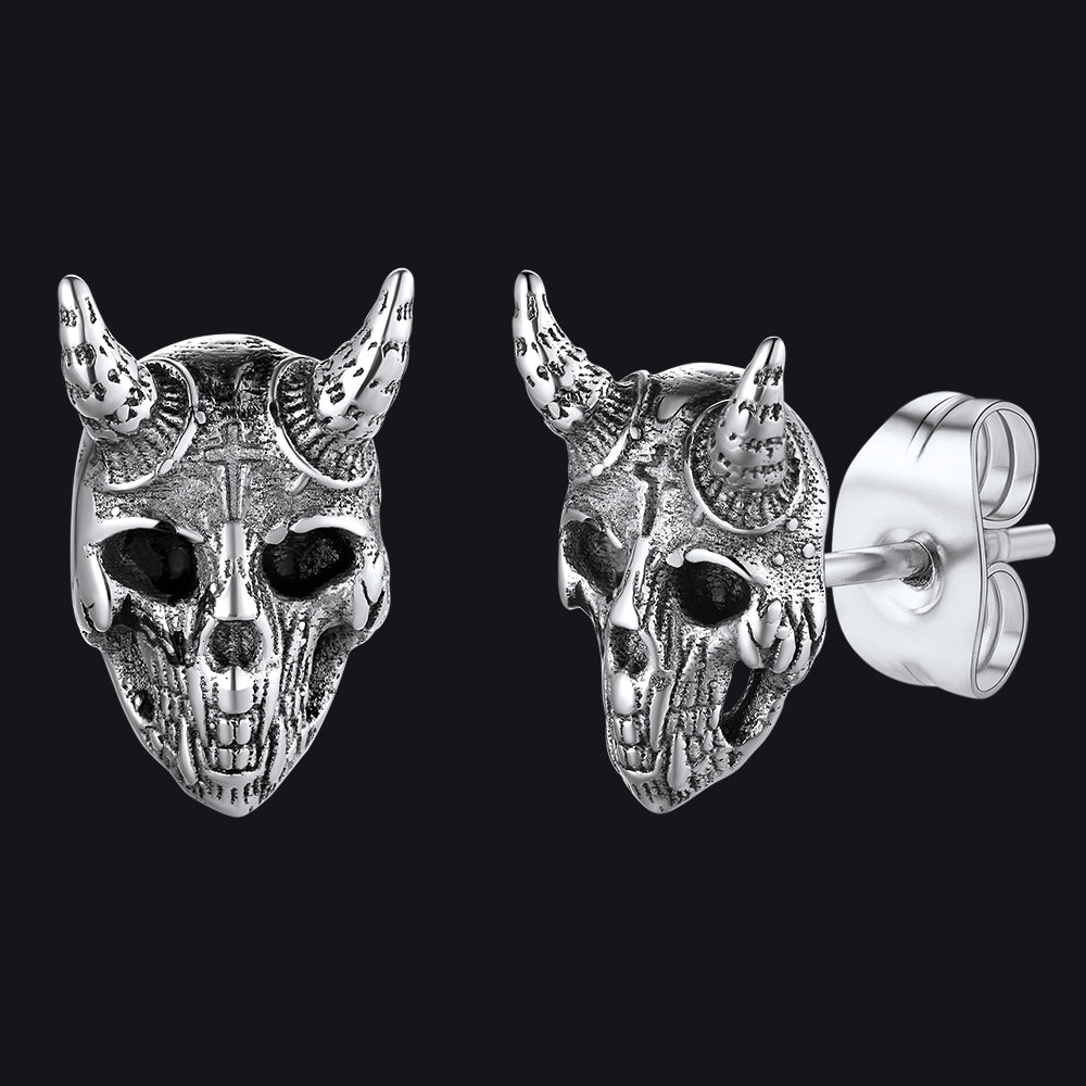 Brincos de Caveira de Cabra Satânica para Homens